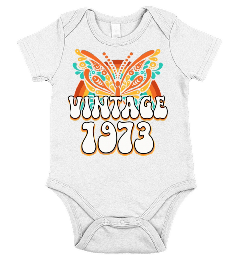 Colorful Retro 50 Years Woman 1973 50th Birthday Short Sleeve Baby One-Piece