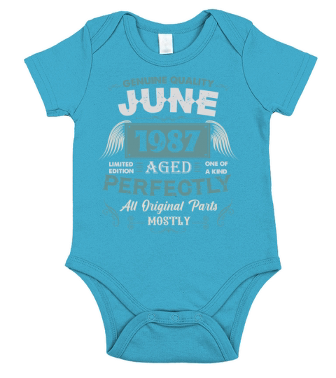 June 1987 Vintage Birthday Present Short Sleeve Baby One-Piece