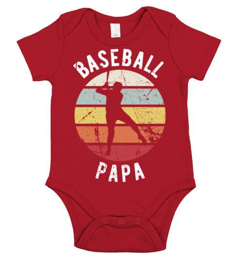 Retro Vintage - Sports Fan - Funny Baseball Papa Short Sleeve Baby One-Piece
