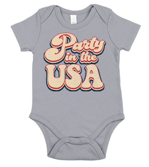 Vintage Classic Party in the USA Patriotic 4th of Short Sleeve Baby One-Piece