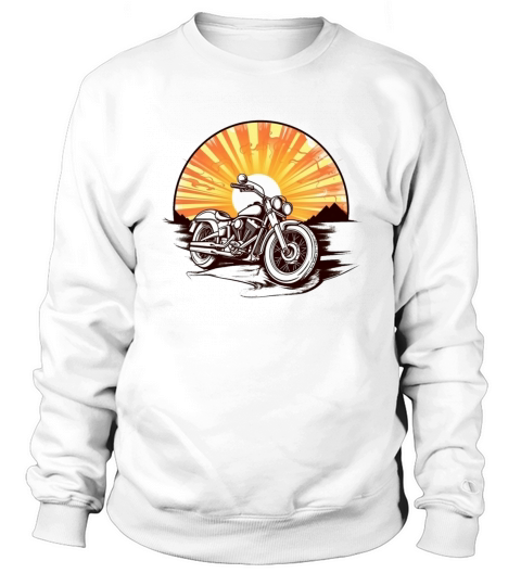 Motorbike in front of a vintage sunset Sweatshirt Unisex