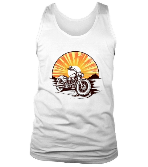 Motorbike in front of a vintage sunset Tank Top Unisex