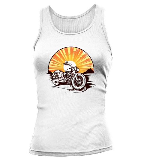 Motorbike in front of a vintage sunset Tank top Woman