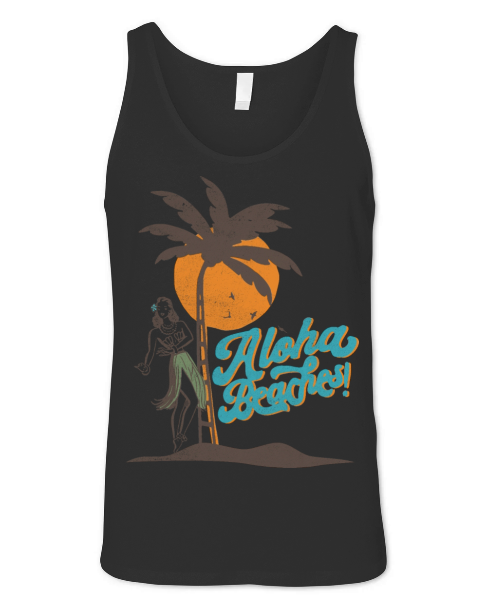 Aloha Beaches Hula Girl Hawaii Retro Funny Unisex Jersey Tank