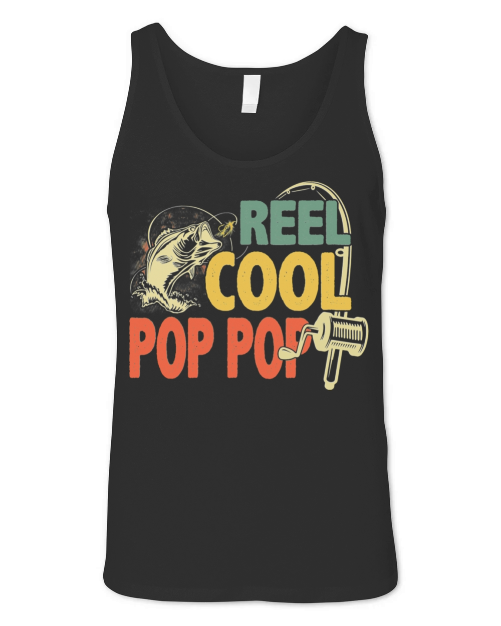 Fathers Day Vintage Reel Cool Pop Pop Unisex Jersey Tank