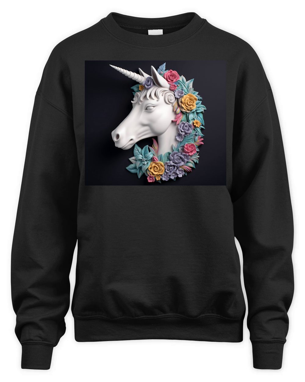 3D Floral Unicorn Tumbler Wrap Unisex Premium Crewneck Sweatshirt