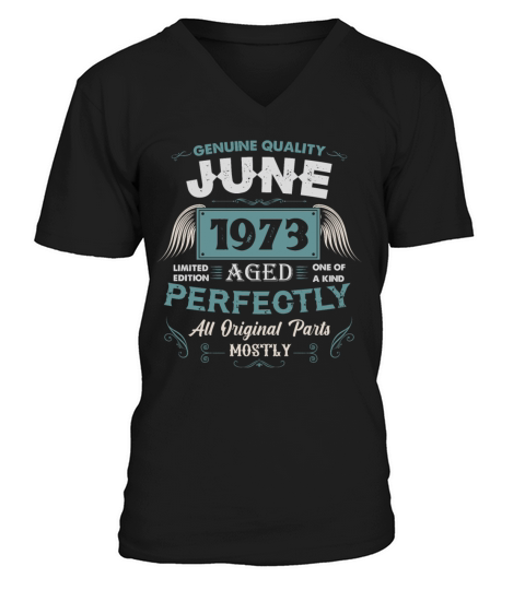 June 1973 Vintage Birthday Present V-Neck T-shirt