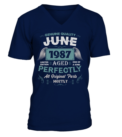 June 1987 Vintage Birthday Present V-Neck T-shirt