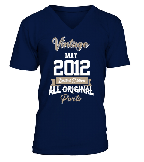 May 2012 Vintage Birthday Present V-Neck T-shirt