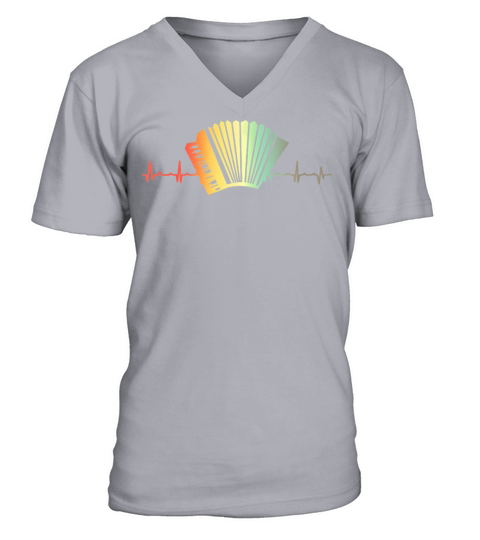 Retro Heartbeat Piano Air Accordion Squeezebox V-Neck T-shirt