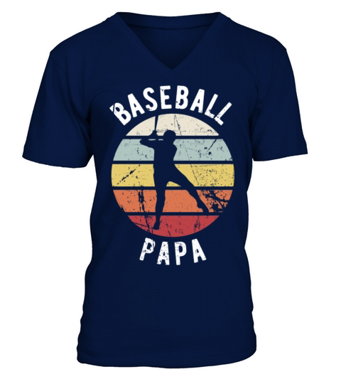 Retro Vintage - Sports Fan - Funny Baseball Papa V-Neck T-shirt