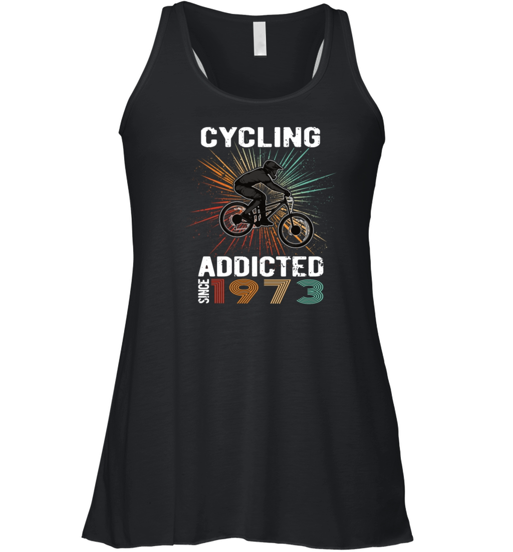 50 Birthday 1973 Vintage Retro Bicycle Cyclist Women's Flowy Tank Top