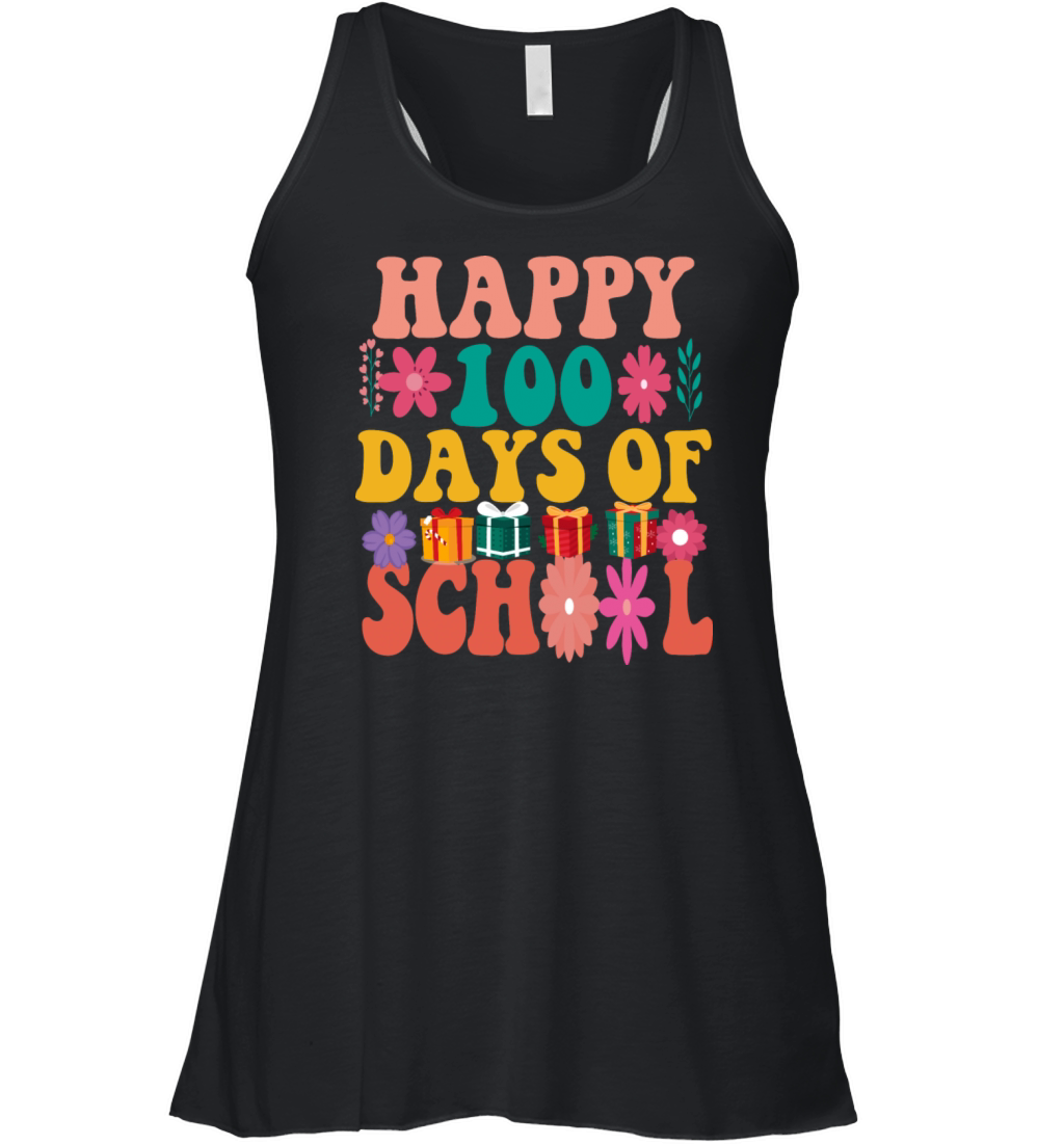 Happy 100 Day Of School Teacher Education Vintage Women's Flowy Tank Top
