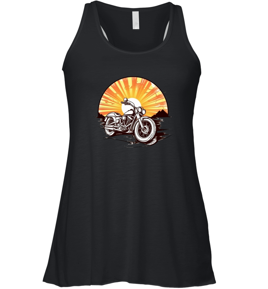 Motorbike in front of a vintage sunset Women's Flowy Tank Top