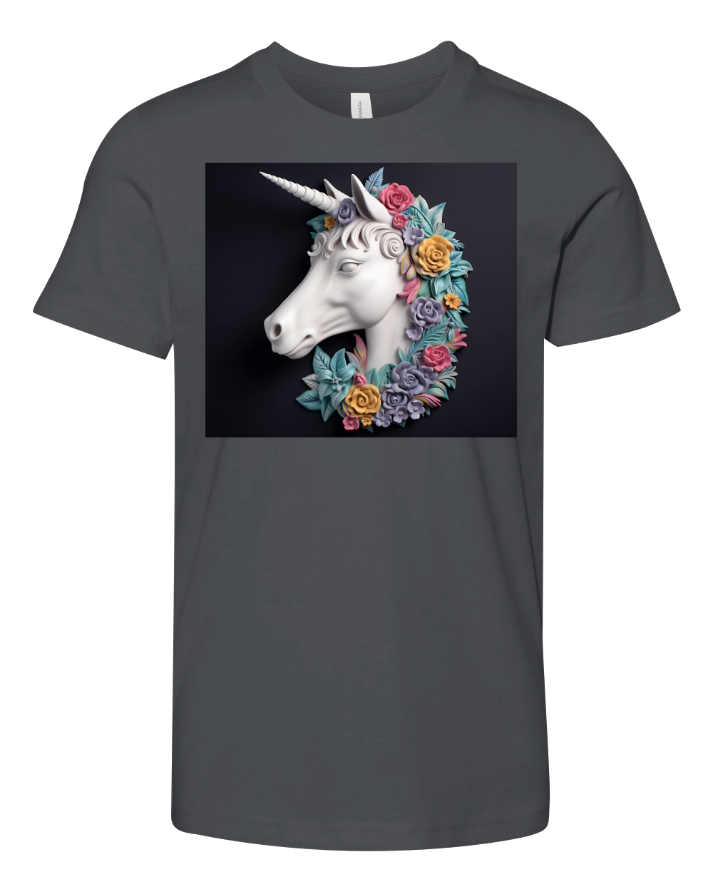 3D Floral Unicorn Tumbler Wrap Youth Unisex Jersey Tee