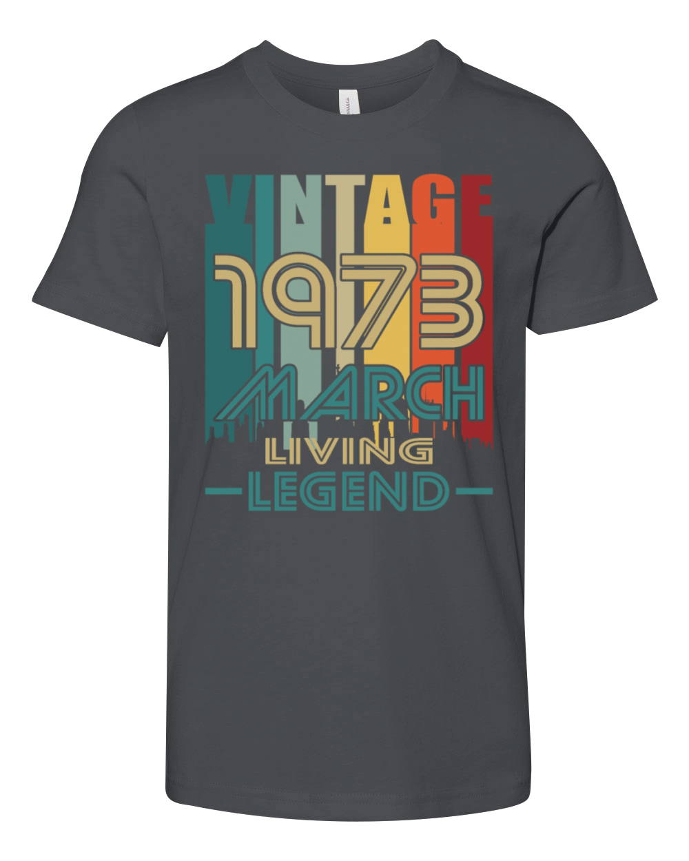 50th birthday march 1973 vintage 1973 Youth Unisex Jersey Tee