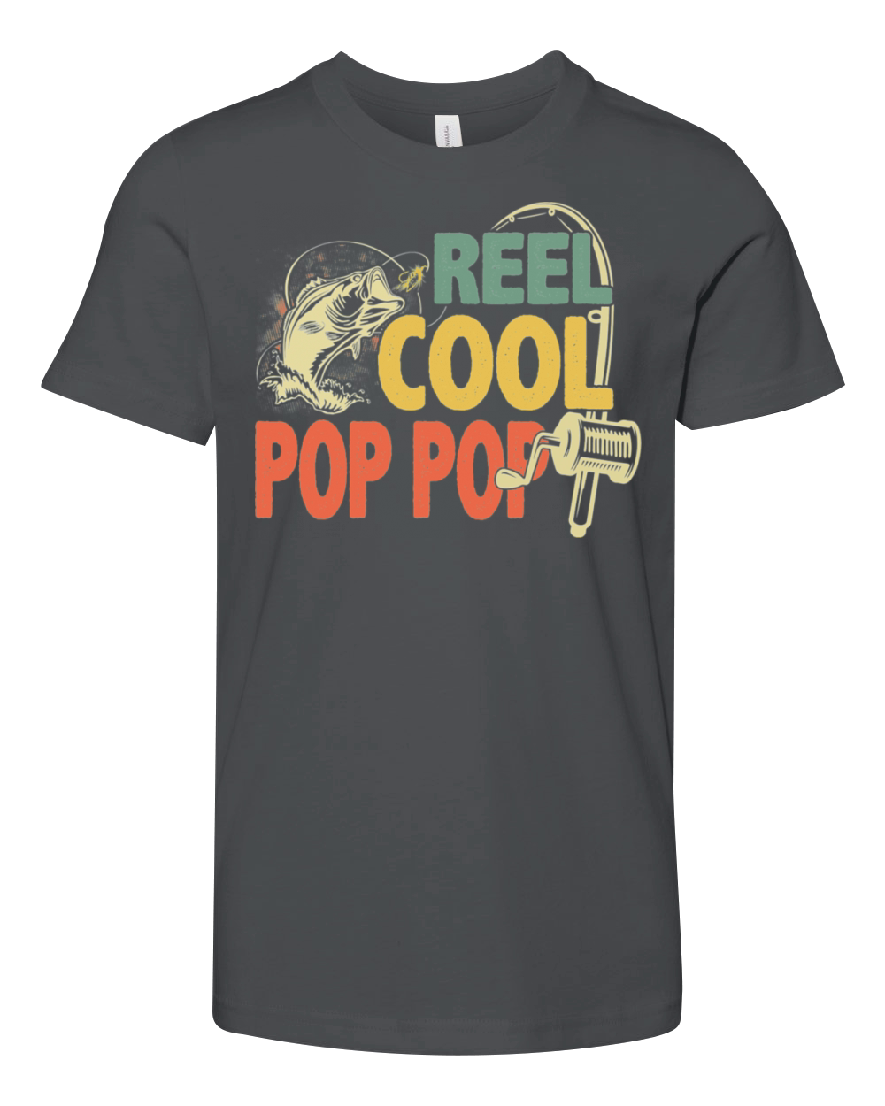 Fathers Day Vintage Reel Cool Pop Pop Youth Unisex Jersey Tee