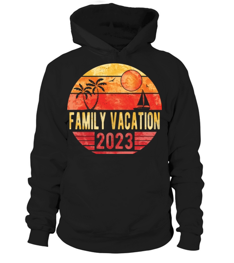 Family Summer Vacation 2023 Vintage Retro Sunset Hoodie Unisex
