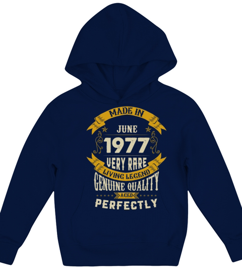 June 1977 Vintage Birthday Present Kids Hoodie
