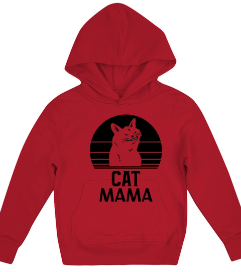 Retro Funny Vintage 80s Style Cat Mom Distressed Kids Hoodie