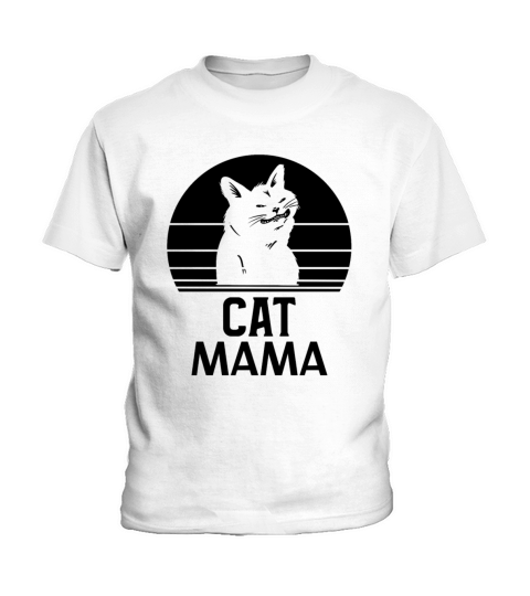 Retro Funny Vintage 80s Style Cat Mom Distressed Kids T-Shirt