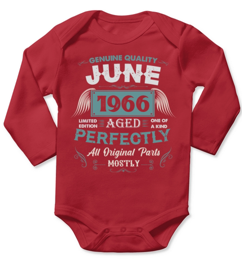 June 1966 Vintage Birthday Present Long Sleeve Baby One-Piece