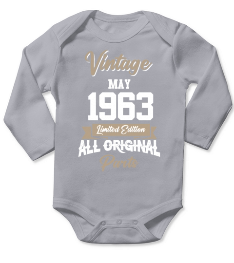 May 1963 Vintage Birthday Present Long Sleeve Baby One-Piece