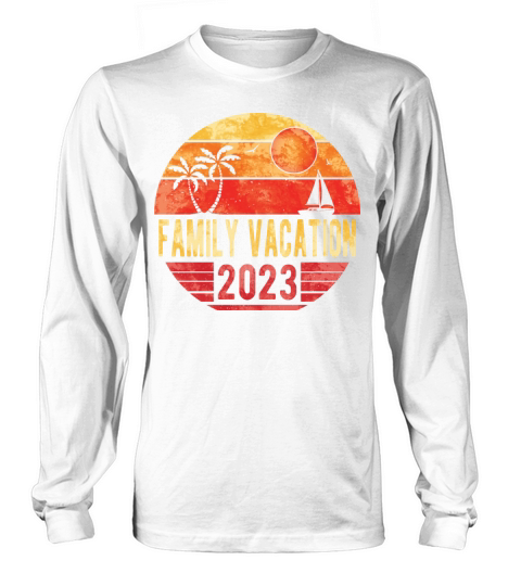 Family Summer Vacation 2023 Vintage Retro Sunset Long sleeved Unisex