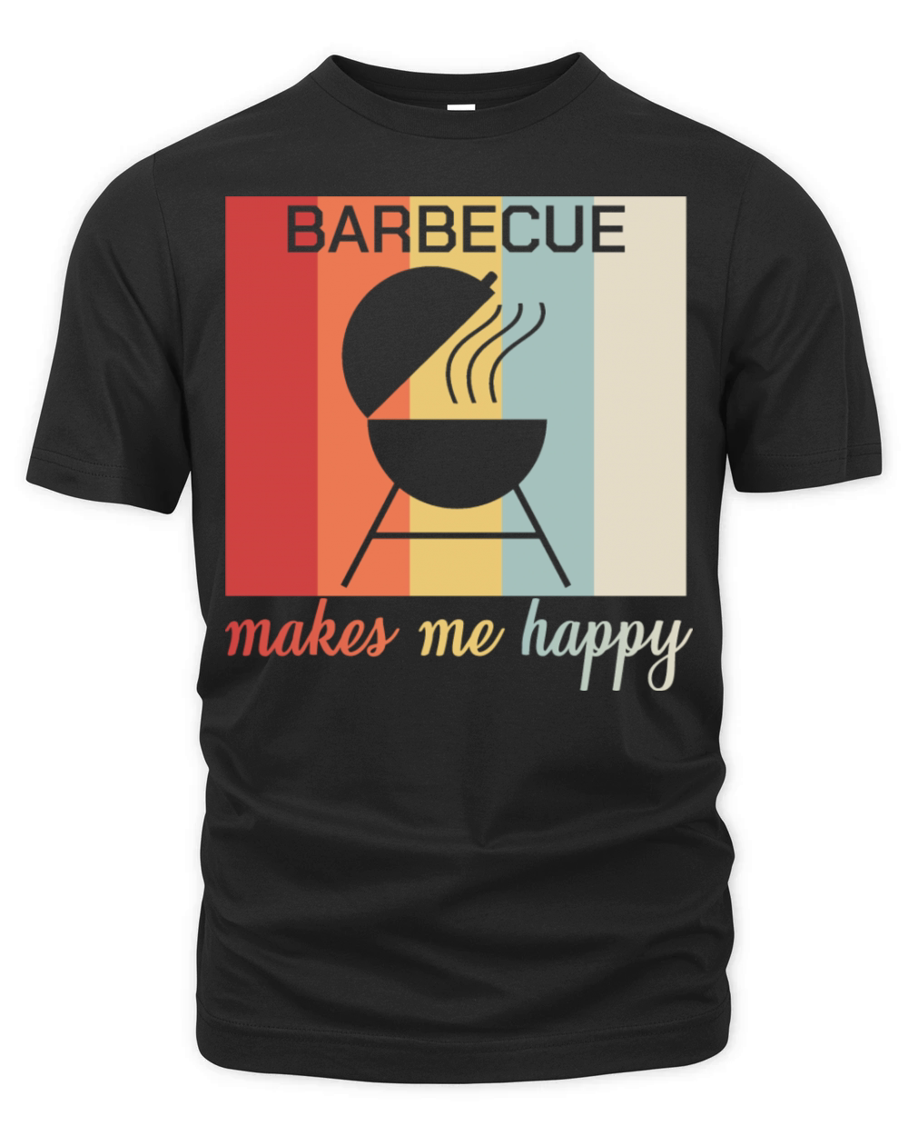 Barbecue Makes Me Happy Retro Grilling Bbq Quote Organic Unisex T-shirt