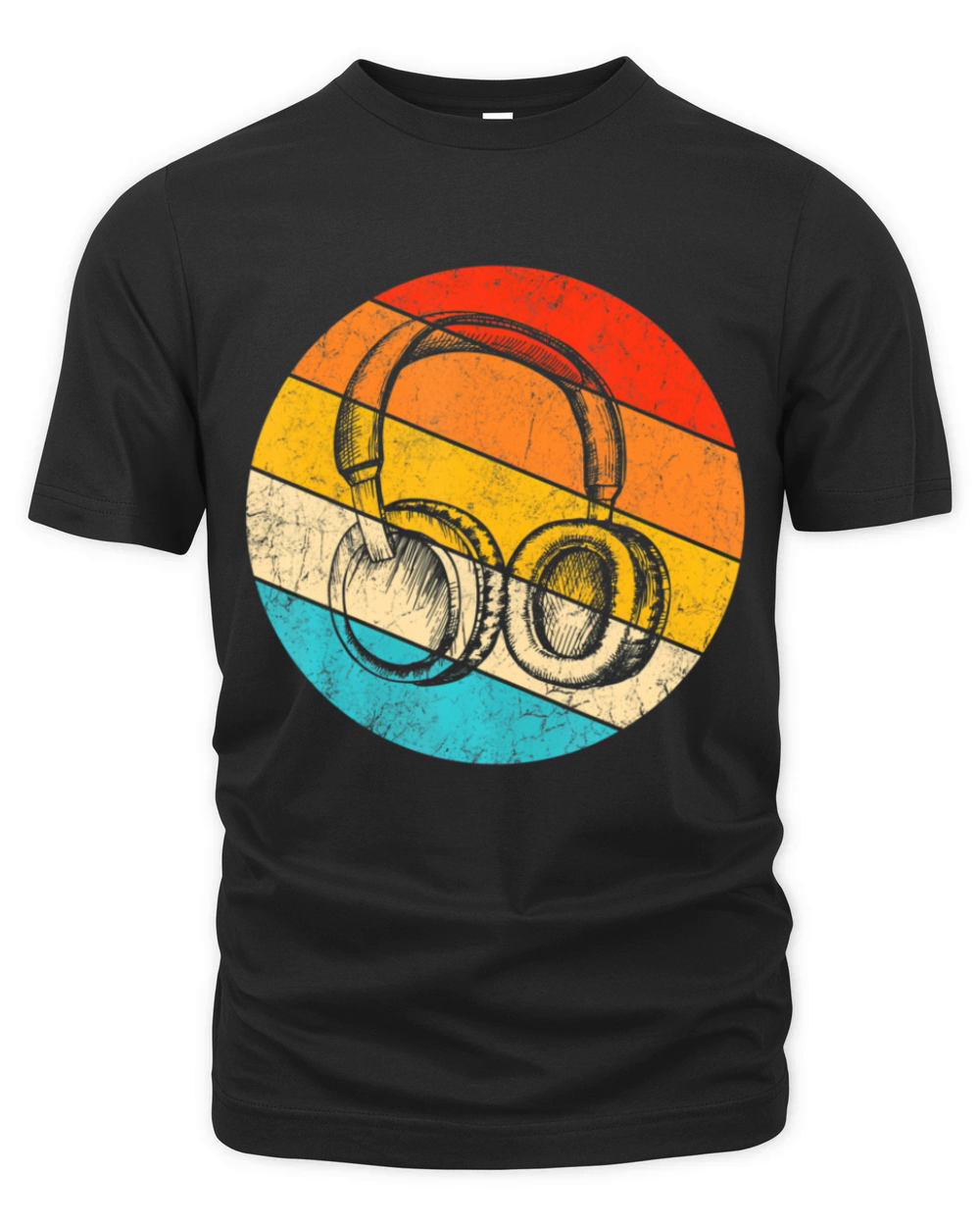 Music Lover Vintage Retro DJ Funny Headphones Organic Unisex T-shirt