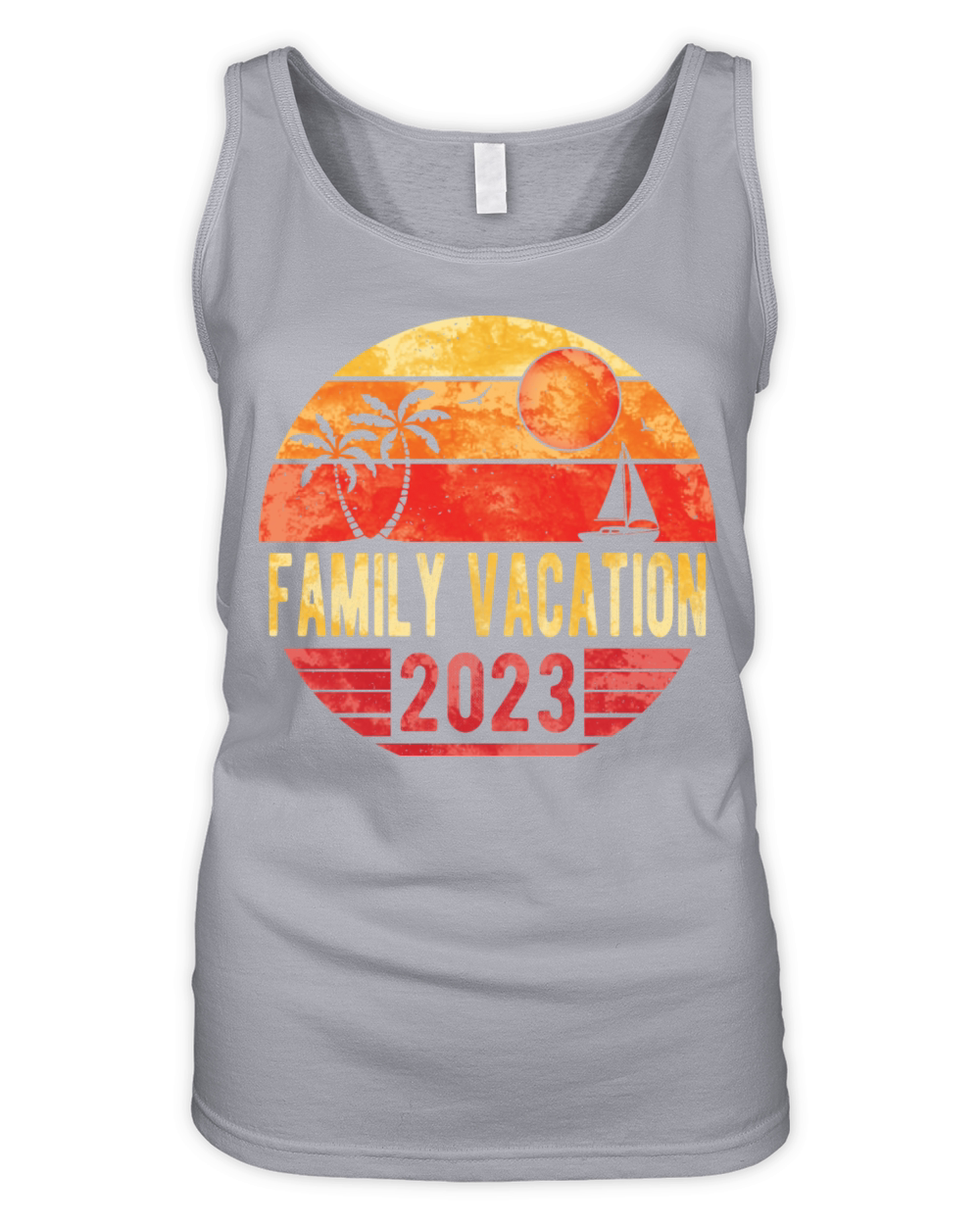 Family Summer Vacation 2023 Vintage Retro Sunset Organic Women's Tank Top