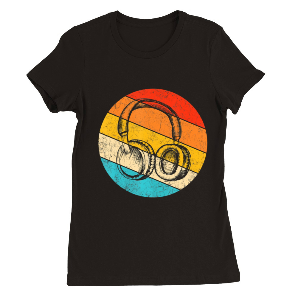 Music Lover Vintage Retro DJ Funny Headphones Premium Womens Crewneck T-shirt
