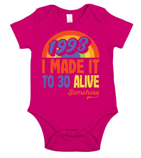 Funny Vintage Retro 1993 30th Birthday Gift Idea Short Sleeve Baby One-Piece