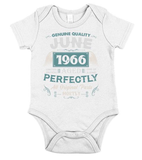 June 1966 Vintage Birthday Present Short Sleeve Baby One-Piece