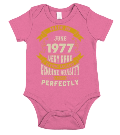 June 1977 Vintage Birthday Present Short Sleeve Baby One-Piece