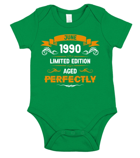 June 1990 Vintage Birthday Present Short Sleeve Baby One-Piece