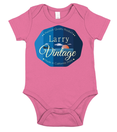 Larry First Name Vintage Blue Short Sleeve Baby One-Piece