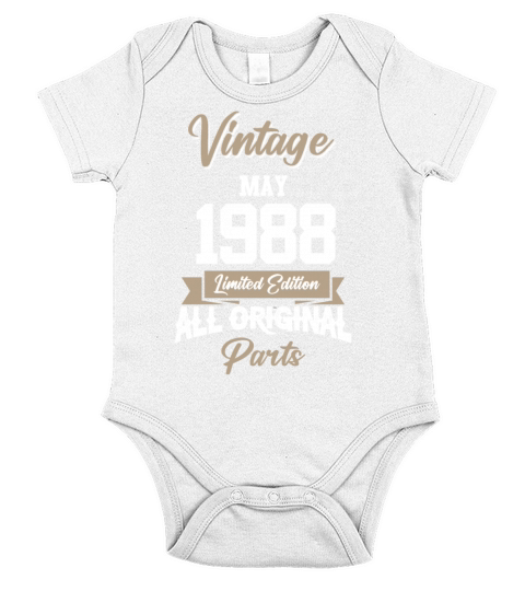 May 1988 Vintage Birthday Present Short Sleeve Baby One-Piece