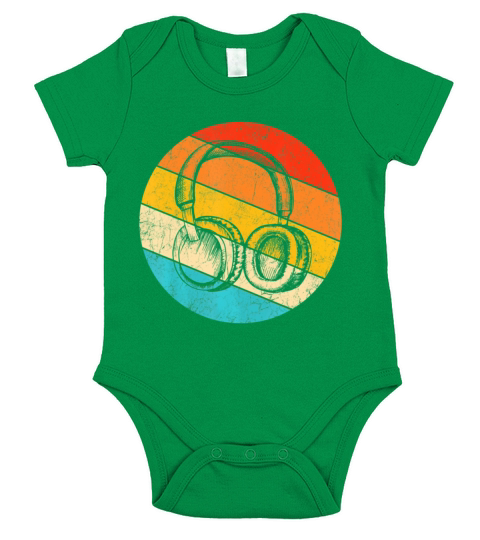 Music Lover Vintage Retro DJ Funny Headphones Short Sleeve Baby One-Piece