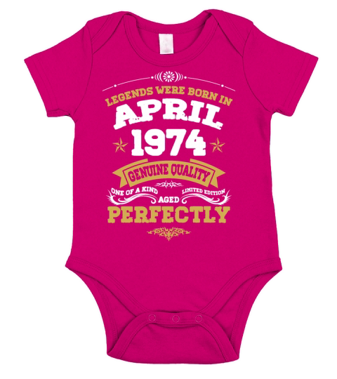 Vintage Aged To Perfection April 1974 Short Sleeve Baby One-Piece