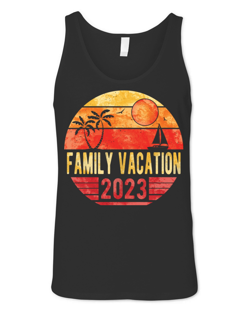 Family Summer Vacation 2023 Vintage Retro Sunset Unisex Jersey Tank