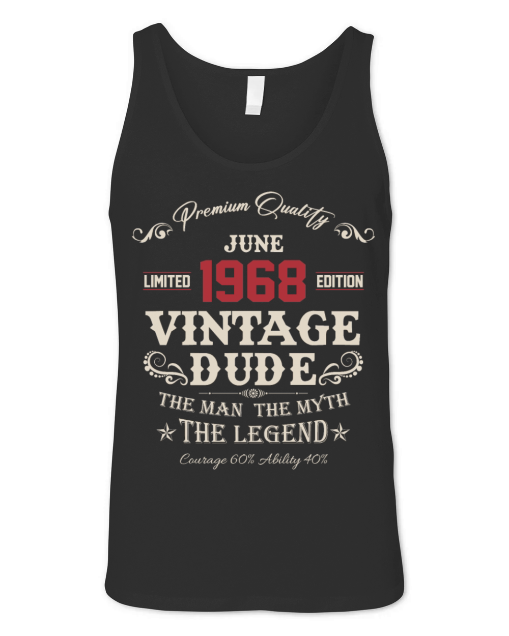 June 1968 Vintage Birthday Present Unisex Jersey Tank
