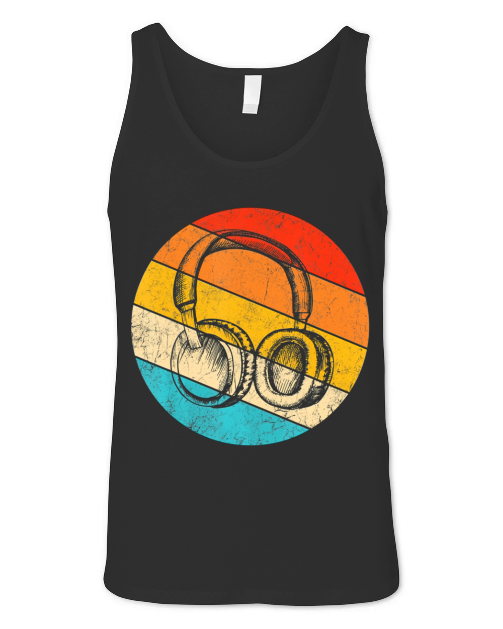 Music Lover Vintage Retro DJ Funny Headphones Unisex Jersey Tank