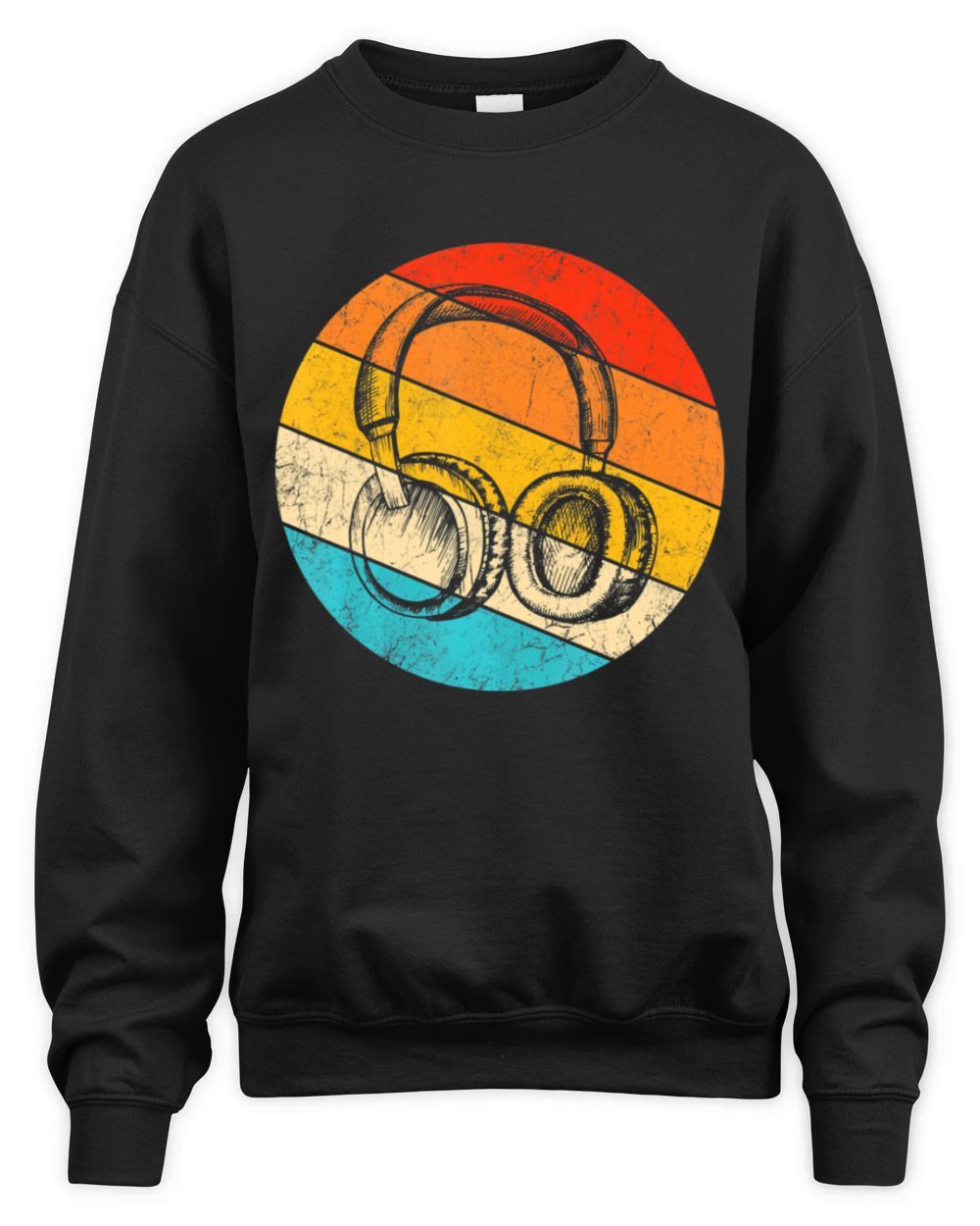 Music Lover Vintage Retro DJ Funny Headphones Unisex Premium Crewneck Sweatshirt