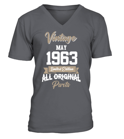 May 1963 Vintage Birthday Present V-Neck T-shirt