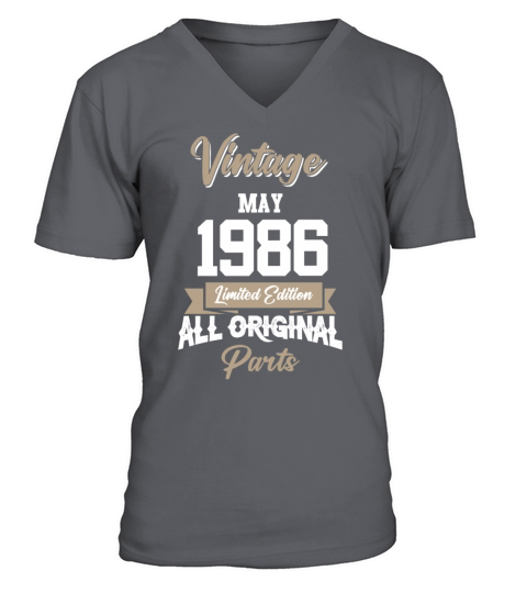 May 1986 Vintage Birthday Present V-Neck T-shirt