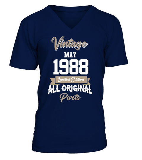 May 1988 Vintage Birthday Present V-Neck T-shirt
