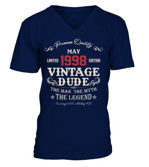 May 1998 Vintage Birthday Present V-Neck T-shirt