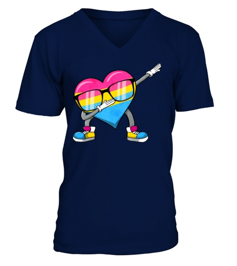 Pansexual Pride Pan Flag Dabbing Heart Sublte V-Neck T-shirt