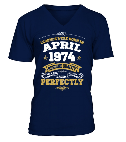 Vintage Aged To Perfection April 1974 V-Neck T-shirt